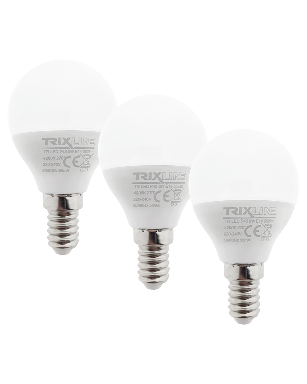 LED žárovka Trixline 6W P45 E14 neutrální bílá 3 PACK