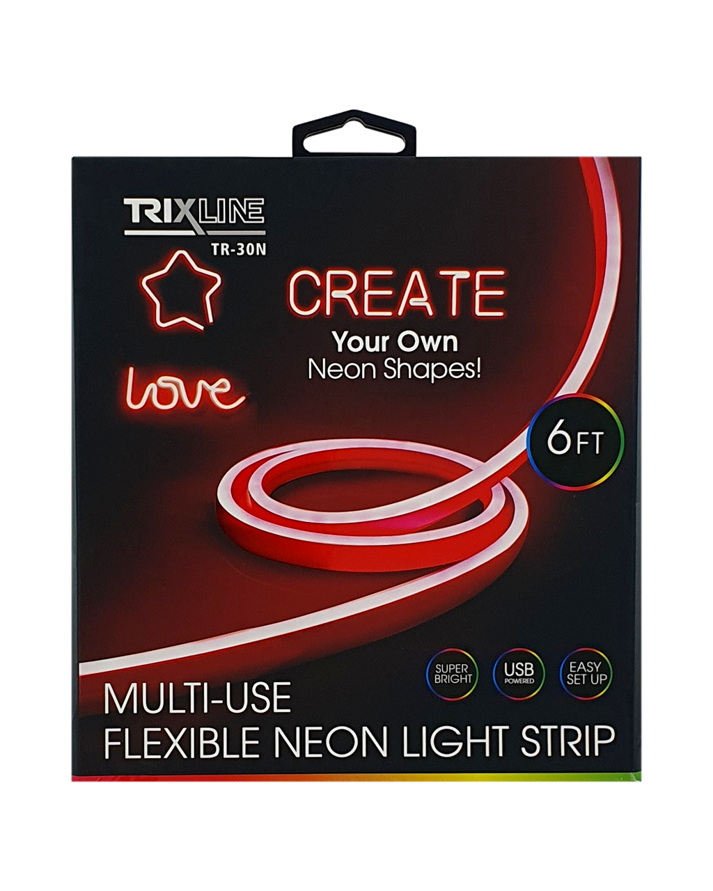 TR-30N Flexibilní NEONOVÝ LED pásek - červený 1,8m na USB Trixline