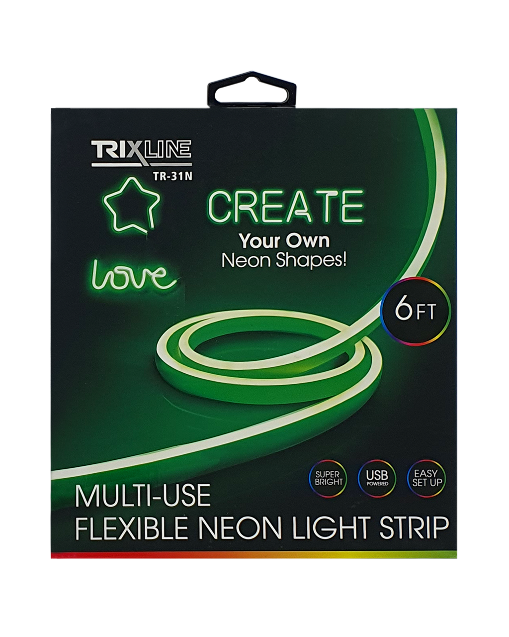 TR-31N Flexibilní NEONOVÝ LED pásek - zelený 1,8m na USB Trixline