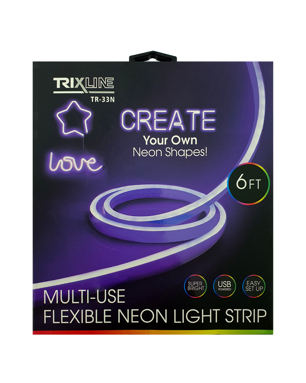 TR-33N Flexibilní NEONOVÝ LED pásek - fialový 1,8m na USB Trixline