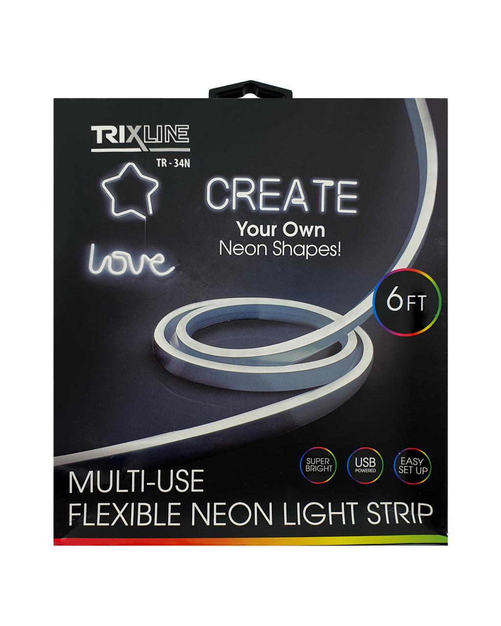 TR-34N Flexibilní NEONOVÝ LED pásek - bílý 1,8m na USB Trixline