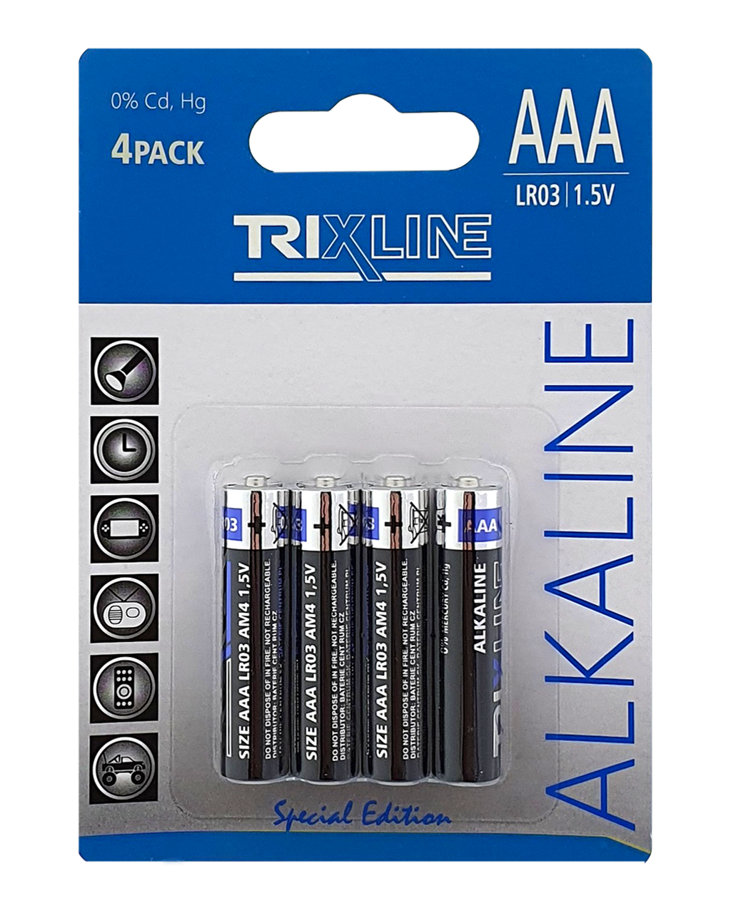 Trixline alkalická mikrotužková AAA baterie 1,5V LR03