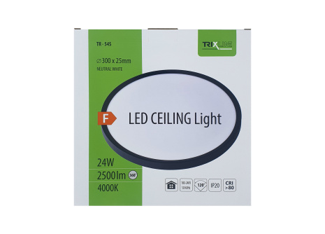 TR-54S  LED stropní svítidlo 24W 2500lm 4000K ø30cm/kruhové černé Trixline