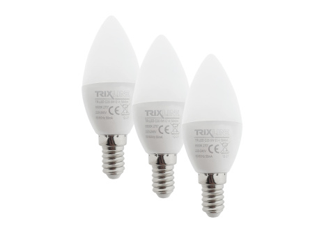 LED žárovka Trixline 6W C35 E14 studená bílá 3 PACK