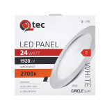 LED panel Qtec Q-210C 24W, kruhový vestavný 2700K