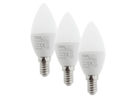 LED žárovka Trixline 6W C35 E14 teplá bílá 3 PACK