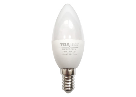 LED žárovka Trixline 6W 540lm E14 C35 teplá bílá