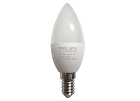 LED žárovka Trixline 6W 552lm E14 C35 neutrální bílá