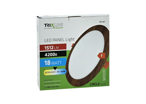 TR-147 LED panel 18W 1512lm 4200K dekor dřevo - kruhový vestavný Trixline