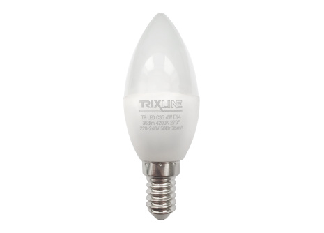 LED žárovka Trixline 4W 368lm E14 C35 neutrální bílá